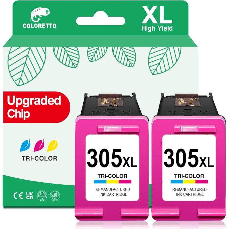 2 Tinteiros Compativeis HP 305 XL Preto e Cor