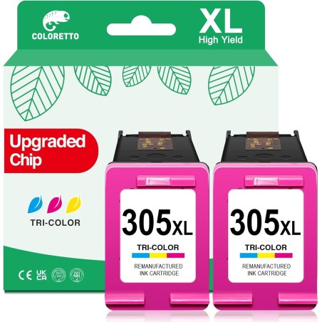 2 Tinteiros Compativeis HP 305 XL Preto e Cor