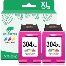 2 Tinteiros Compativeis, HP 304 XL Preto e Cor