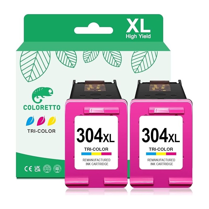 2 Tinteiros Compativeis, HP 304 XL Preto e Cor