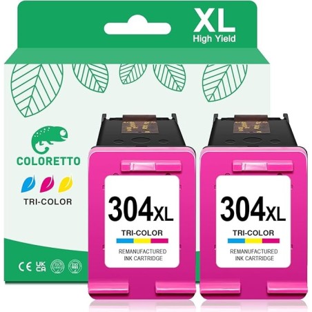 2 Tinteiros Compativeis, HP 304 XL Preto e Cor